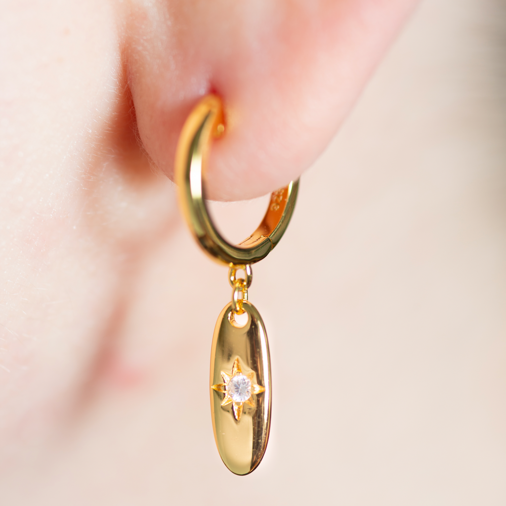 Lucy Oval Shining Pendant Earrings